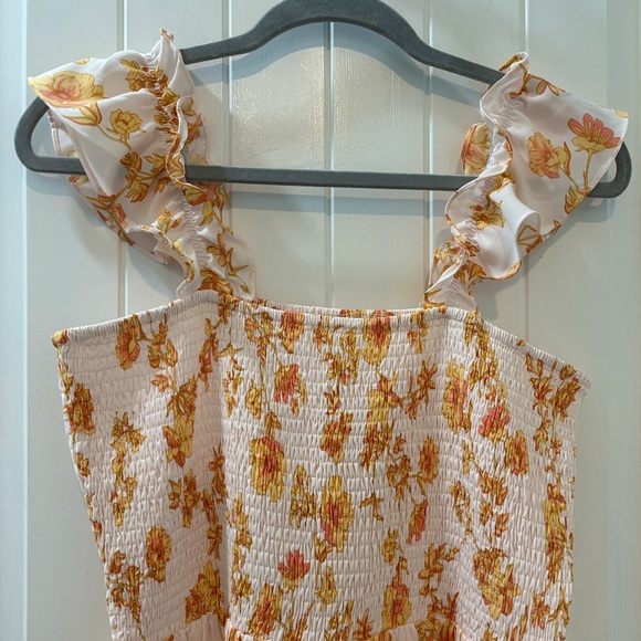 Boho - Smocked - Ruffle Shoulder - Maxi Dress - Picture 3 of 6